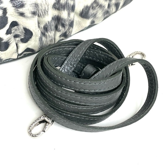 BRIGHTON Cosmo Cat Crossbody Clutch Leopard Print Black Grey Removable Strap - Picture 7 of 15